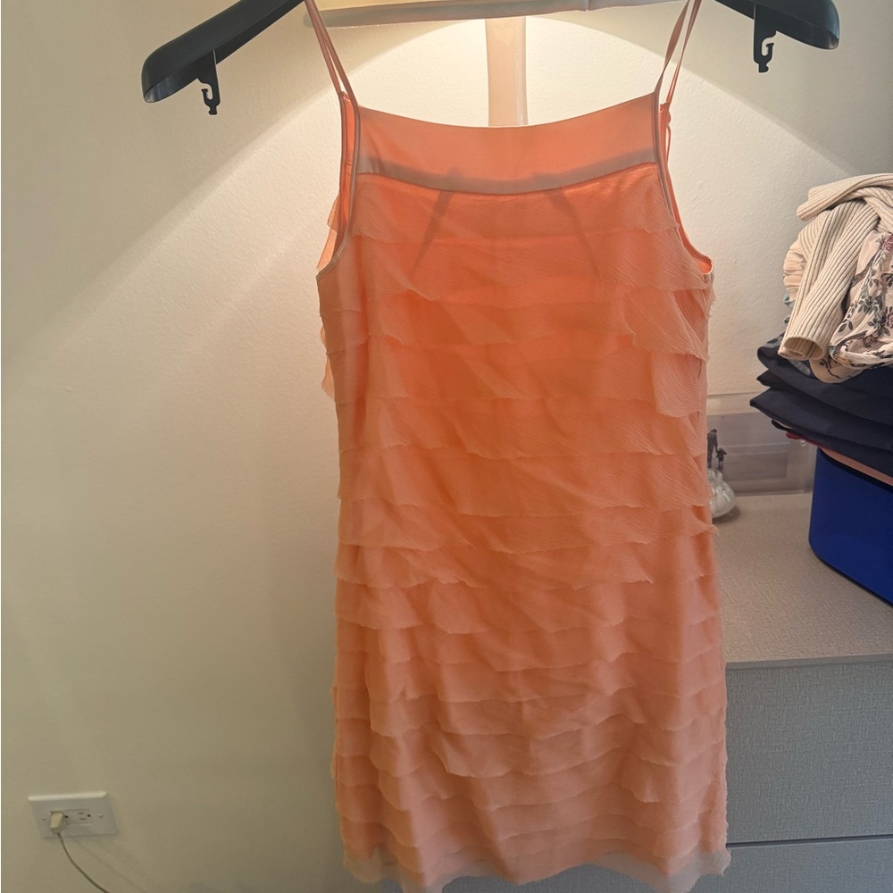 Vintage Italian Silk Peach Layered Dress